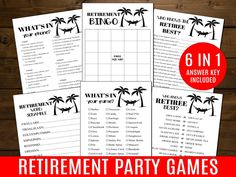 printable retirement party games with palm trees