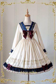 IchigoMiko -Ballad By The River Seine- Sailor Style Lolita OP Dress Diy Kostüm, Op Dress, Lolita Outfits, Sailor Style, Old Fashion Dresses, Sailor Fashion, Kawaii Dress, Kawaii Clothes, Cosplay Outfits