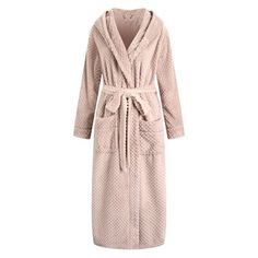 Women's Plush Fleece Long Hooded Soft Robe Spa Bath Alwyn Home Color: Beige, Size: S | Alwyn Home RH Robe Bath Plush Women's Fleece Long Hooded Luxury Soft Spa Bath Coat RHW2823 34.0 H x 44.0 W in pinkPolyester in Beige | Wayfair Winter Robes, Soft Robes, Hooded Robe, Comfy Blankets, Spa Bath, Fashion Toys, Womens Fleece, Camel Color, Spa