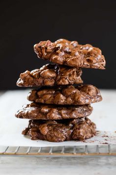 chocolate cookies stacked on top of each other