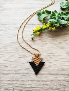 Triangle Necklace With Miyuki Delica Beads Gift for Women | Etsy Gift Pendant Necklace With Tiny Beads, Modern Beaded Jewelry For Gift, Modern Beaded Jewelry For Gifts, Minimalist Beaded Necklace For Gift, Handmade Minimalist Beaded Necklaces As Gift, Handmade Minimalist Beaded Necklace As Gift, Handmade Minimalist Beaded Necklace For Gifts, Adjustable Geometric Beaded Jewelry, Gold Beaded Geometric Jewelry