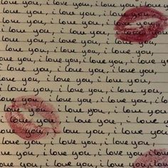 a handwritten love letter with two red lips