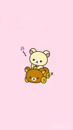 a cartoon bear sitting on top of a teddy bear