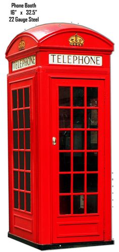 a red phone booth is shown in this image