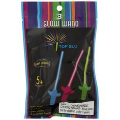 glow wands are packaged in a bag with the top glo logo on it