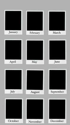 the months in black and white are shown