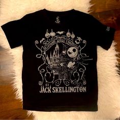 Rare !! Disney Branded Jack Skellington Graphic T-Shirt From Hong Kong Disneyland !!!!!! See Detail Pics Black With White Textured! Graphic Size Small Adult / Unisex / Mens / Womens From Tim Burton’s The Nightmare Before Christmas Pre-Loved Item In Good Condition No Stains Or Tears Noted. Perfect For Halloween And Year- Round Goth Or Not. See More Nwt & Euc Items From Brands Like Anthropologie Coach Joie Splendid C & C California Abercrombie Aerie Loft Ann Taylor J.Crew Club Monaco Coach Cabi & Jack Skellington Shirt, Disney Cotton Christmas Tops, Jack Skellington Christmas Sweater, Nightmare Before Christmas Shirts Target, Personalized Christmas Shirts, Jack Skellington T-shirts & Tank Tops, Disney Tops, White Texture, Christmas Tees