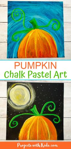 pumpkin chalk pastel art project for kids