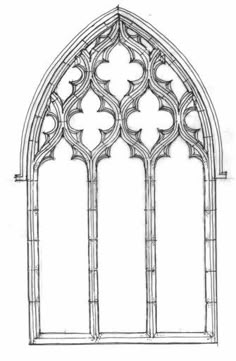 an old drawing of a gothic window