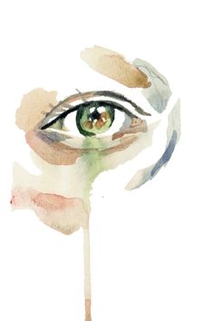 6 x 9 original watercolor eye study portrait painting in an ethereal, expressive, impressionist, minimalist, modern style by contemporary fine artist Elizabeth Becker Face Watercolor, Eye Study, Learn Watercolor Painting, Minimalist Illustration, Learn Watercolor