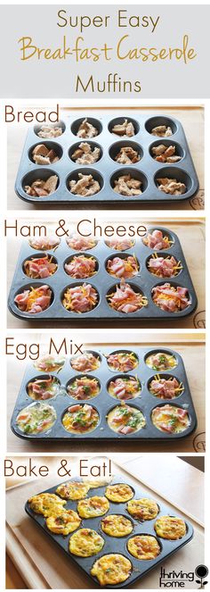 the steps to make breakfast casserole muffins