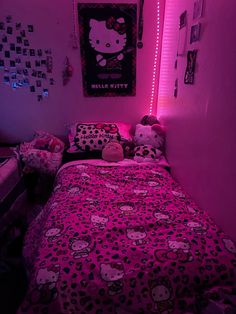 Pink Room Hello Kitty, Fnaf Themed Bedroom, Hello Kitty Aesthetic Room, Hello Kitty Bedroom Ideas, Y2k Bedroom Ideas, Hello Kitty Room Ideas, Room Inspiration Pink, 2010 Room, Hello Kitty Room Aesthetic