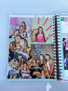 two spiral notebooks with photos of women in swimsuits on them, one is open and the other has an instagram