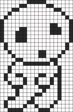 a cross stitch pattern with black and white squares in the shape of a cat's head