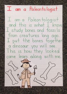 a child's handwritten poem about the palentologist