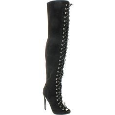 Cr Olga Thigh High Open Toe Stiletto Heel Lace Up Full Zipper Boots Nubuck Size: 6 B(M) US.  Color: Black.  Gender: female.  Age Group: adult. Zipper Boots, Crazy Shoes, Thigh High, Stiletto Heel, Thigh Highs, Gender Female, Clothing And Shoes, Stiletto Heels, Open Toe