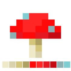 an image of a red mushroom on a white background with color swatches to match it