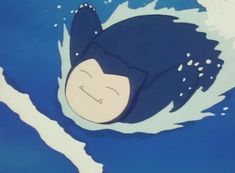 a cartoon character floating in the water with his head above the water's surface