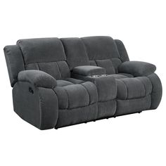 the reclining loveseat is shown in grey