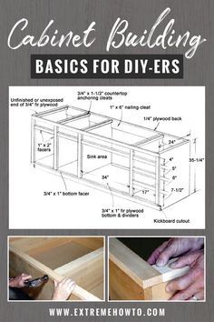 the instructions for building cabinets and drawers