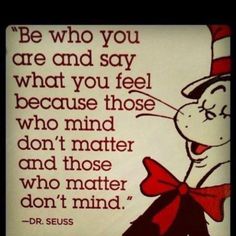 the dr seuss quote is shown with an image of a cat in the hat