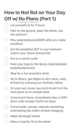 stop bedrotting productive things to do when bored How To Not Rot After 9-5, How To Be Unforgettable, Day Off Aesthetic, Adulting Aesthetic, Productive Day Routine, Reset Day, Day Routine, Productive Things To Do