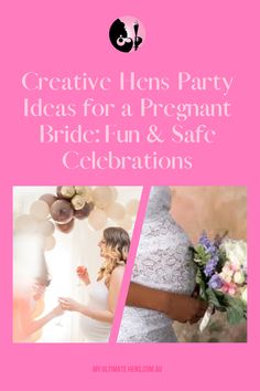 two photos with the words creative lens party ideas for a pregnant bride and safe celebrations