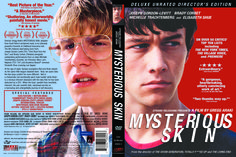 the cover for mysterious skin, featuring two young men with glasses on their faces and one looking at the camera