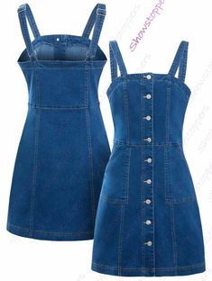 Beautiful Womens Denim Dress Sleeveless Pinafore Dresses Size 8 10 12 14 Blue for the Fashion-Lovi Vestidos Jeans, Womens Denim Dress, Womens Denim, Denim Dresses, Pinafore Dress, Denim Outfit, Dress Sleeveless, Blue Fashion, Single Breasted