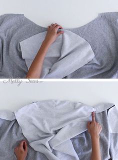 two pictures of someone laying in bed with their hands on the sheets and covering them