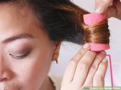 4 Ways to Use Sponge Rollers - wikiHow Sponge Rollers On Natural Hair, Sponge Rollers Overnight, Hair Sponge Curls, Sponge Curlers, Hair Sponge, Tiny Curls