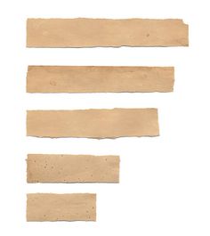 four pieces of brown paper that have been torn off