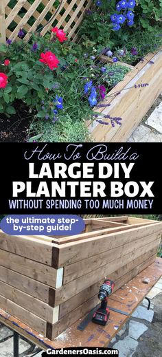 How To Build A Large DIY Planter Box Diy Large Planters, Large Diy Planters, Container Gardening Design, Container Gardening Herbs, Container Gardening Full Sun, Cheap Planters, Gardening Tomatoes, Patio Container Gardening, Diy Outdoor Projects