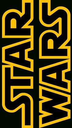 the star wars logo in yellow and black