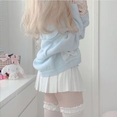 Casual E Girl Outfits, Pastel Blue Fashion, Mirukurum Outfits, Pastel Girl Aesthetic, Kawaii Girls Outfit, Cinnamoroll Clothes, Kawaii Girl Outfits, Cinnamoroll Outfit, Dollcore Outfits