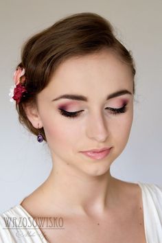 Wrzosowisko- MakeUp Blog: Delikatny i kolorowy makijaż ślubny Braut Makeup, Amazing Wedding Makeup, Gorgeous Wedding Makeup, Makeup Ideas Natural, Makeup Trial, Rose Makeup