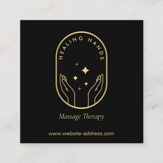 a black and gold massage business card