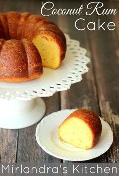 a bundt cake sitting on top of a white plate next to another bund cake