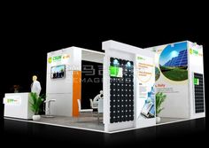 an exhibition stand with a solar panel on it