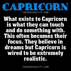 the zodiac sign capricorn is written in blue and white on a black background