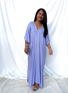 MALA handworks  Camila Kaftan in Lavender Oversized Summer Dresses For Loungewear, Oversized Summer Loungewear Dress, Oversized V-neck Maxi Dress For Vacation, V-neck Beach Dress For Loungewear, Spring V-neck Dress For Relaxation, V-neck Beachwear Maxi Dress For Loungewear, Beachwear V-neck Maxi Dress For Loungewear, V-neck Beachwear Maxi Dress, Blue Summer Dress For Relaxation