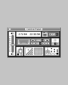 the control panel is shown in black and white