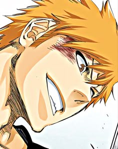 an anime character with orange hair and black shirt