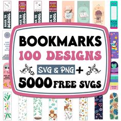 bookmarks 100 designs for svg and png + 500 free svg files