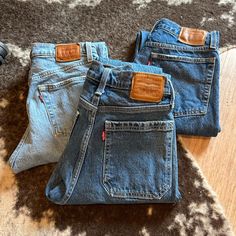 3 Pairs Of Levi’s. I Loved These All And Took Really Great Care Of Them, They’re Just A Bit Too Tight For Me Now. 2 Of Them Are Size 25 And One Is A Size 26 (Darkest Pair) These Would Fit Someone Who Is Petite. 5’2” Or Shorter, And Someone Who Ranges From A Size 24-25 Typically. The Inseam On All Of Them Is About 26-28” (Ankle/Cropped). 5 Kids, Pj Pants, Christmas Wishlist, Me Now, Levi's Jeans, Levis Jeans, Jeans Pants, Levi's, Tights