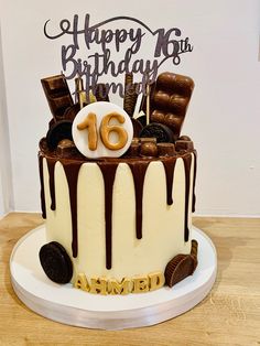 Amazing birthday cake with an overload of chocolates 🍫 16th Birthday Cake For Boys Sweet 16, Sweet 16 Boys Party 16th Birthday, 16 Boy Birthday Cake, Cake For 14th Birthday Boy, Cake For 16th Birthday Boy, Birthday Cake Teen Boy, Boy 16th Birthday Cakes