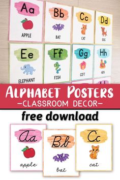 the alphabet posters for classroom decor with free printables to help kids learn how to use