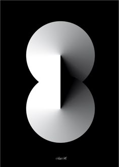 the number 8 is made up of white circles on a black background, and it appears to be cut in half