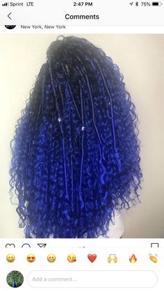 Dark Blue Soft Locs, Teal Goddess Braids, Blue Bohemian Knotless Braids, Blue Bohemian Braids, Black And Blue Faux Locs, Blue Faux Locs Black Women, Faux Mermaid Locs, Goddess Faux Locs With Color, Goddess Locs Color