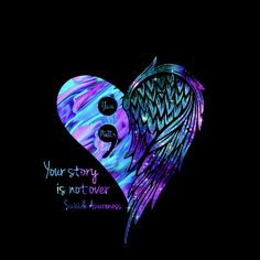 a heart with an angel wings and the words your story is not over